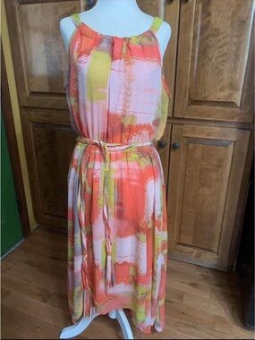 Cato Coral, Pink & Yellow Brushstroke Maxi Dress